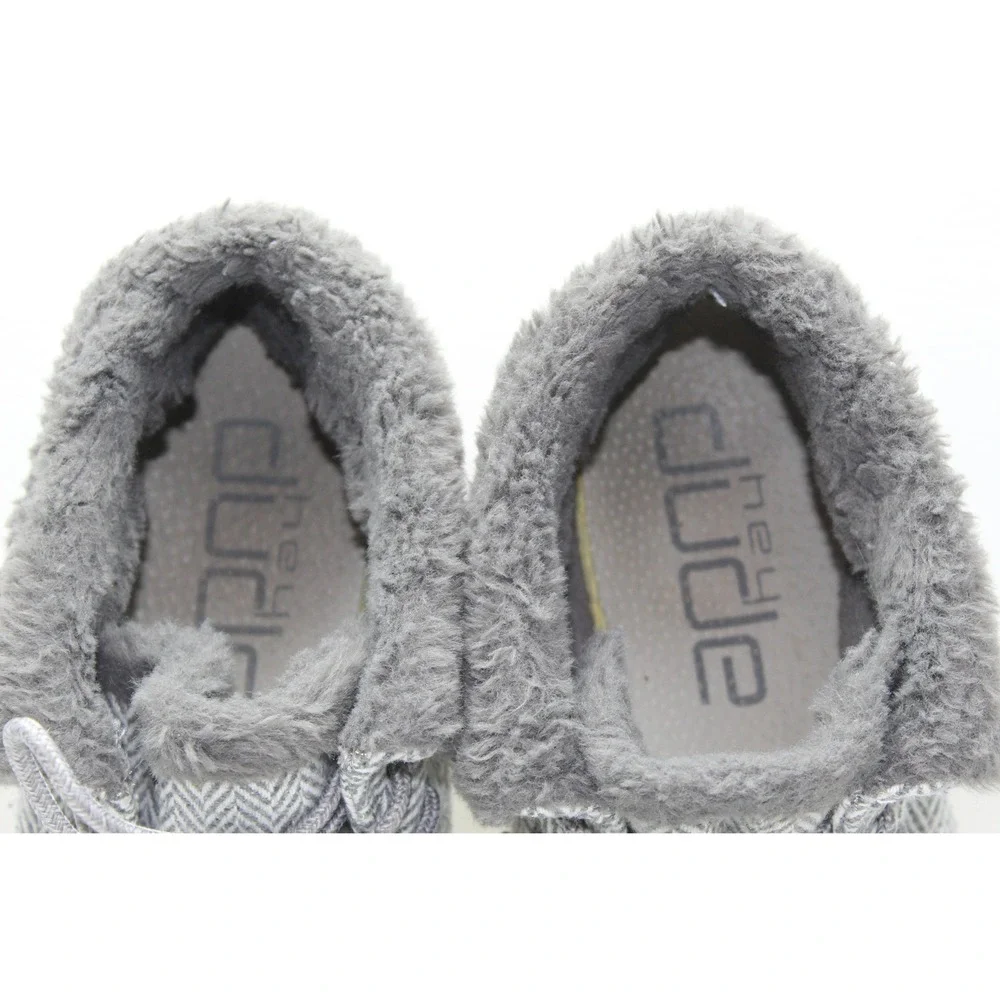 Hey Dude Britt Herringbone‎ Grey Faux Fur Lined Ankle Boots Womens 9 121773133